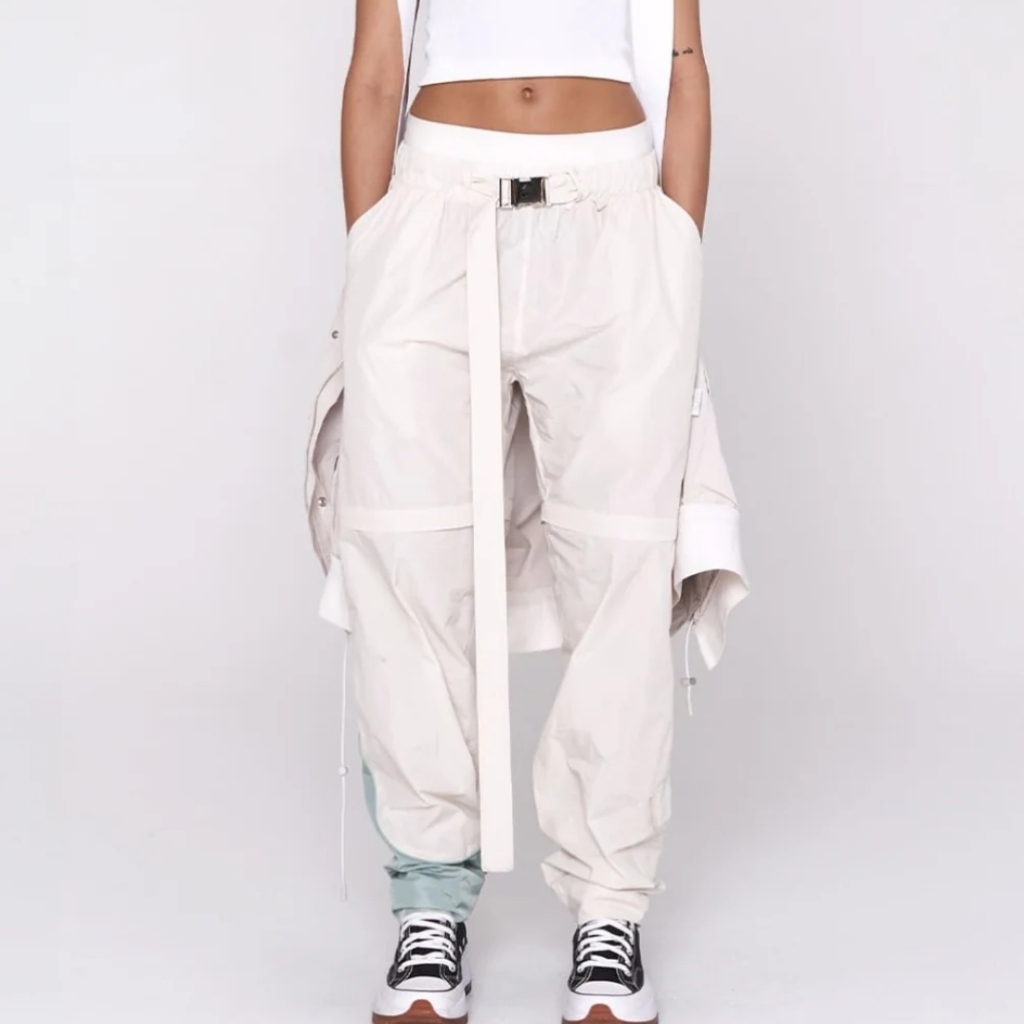 Sans Gne Convertible Nylon Pant In Ivory / Mint Size L